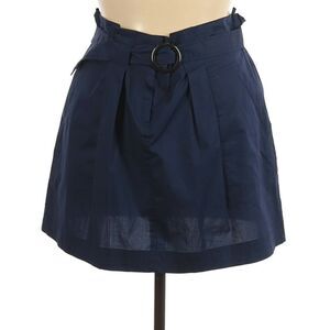 LAUNDRY by Shelli Segal paperbag belted poplin navy blue mini skirt Size XL NEW